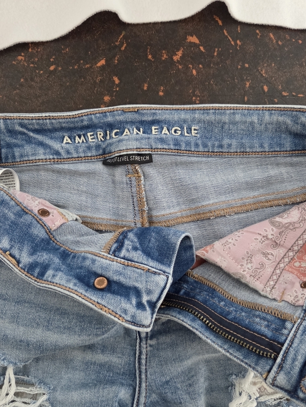 American Eagle Outfitters Light Blue Distressed Denim Cutoff Shorts - Picture 3 of 7